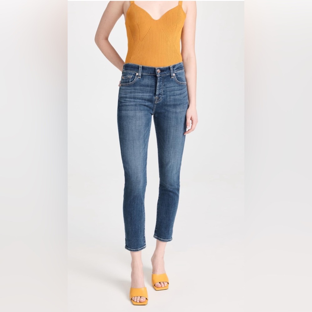 7 For All Mankind Dark Blue Ankle Jeans